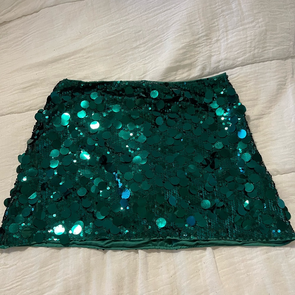 Emerald Sequin Mini Skirt